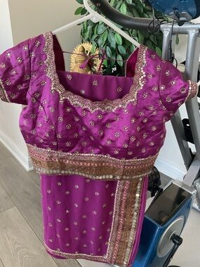 Pink embroidery  Woman Saree Sari